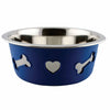 WEATHERBEETA NON-SLIP STAINLESS STEEL SILICONE BONE DOG BOWL BLUE 6