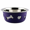 WEATHERBEETA NON-SLIP STAINLESS STEEL SILICONE BONE DOG BOWL DARK PURPLE 6