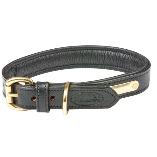 WEATHERBEETA PADDED LEATHER DOG COLLAR BLACK SMALL