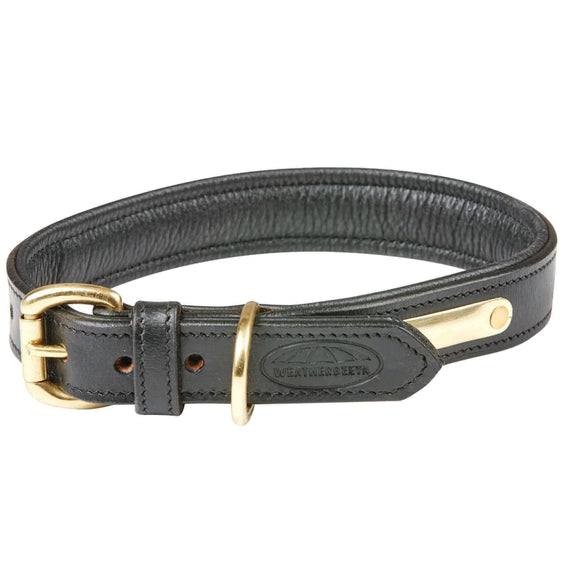 WEATHERBEETA PADDED LEATHER DOG COLLAR BLACK SMALL