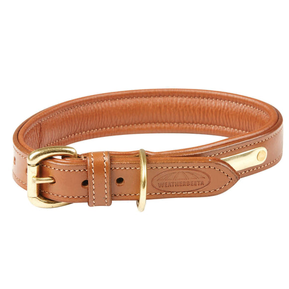 WEATHERBEETA PADDED LEATHER DOG COLLAR TAN SMALL