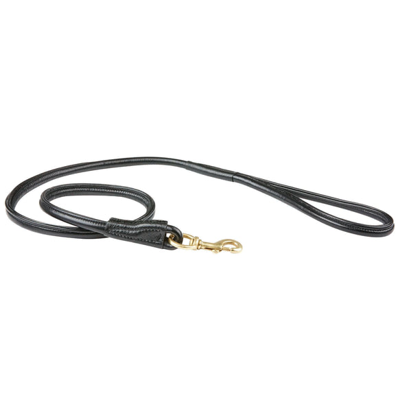 WEATHERBEETA ROLLED LEATHER DOG LEAD BLACK MEDIUM