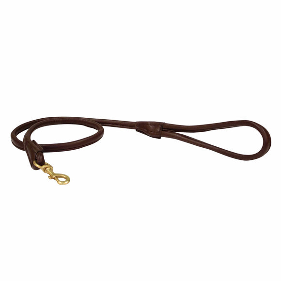WEATHERBEETA ROLLED LEATHER DOG LEAD BROWN MEDIUM