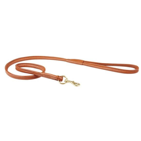 WEATHERBEETA ROLLED LEATHER DOG LEAD TAN MEDIUM