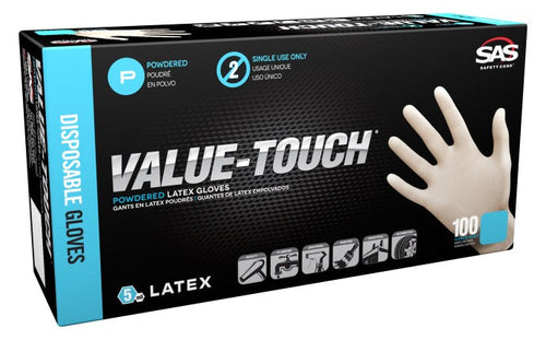 SAS Safety Value-Touch® Powdered Latex Disposable Gloves - 5 Mil